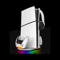 PS5pro, PS5slim Game console Optical drive digital upright stand base with lights P5 dual controller seat charger headset mount - Image 4