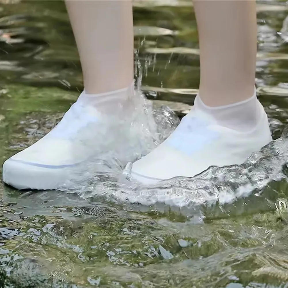 1 Paar wasserdichte Silikon-Überschuhe für Regentage, wiederverwendbar, rutschfest, für Erwachsene_voghion.com