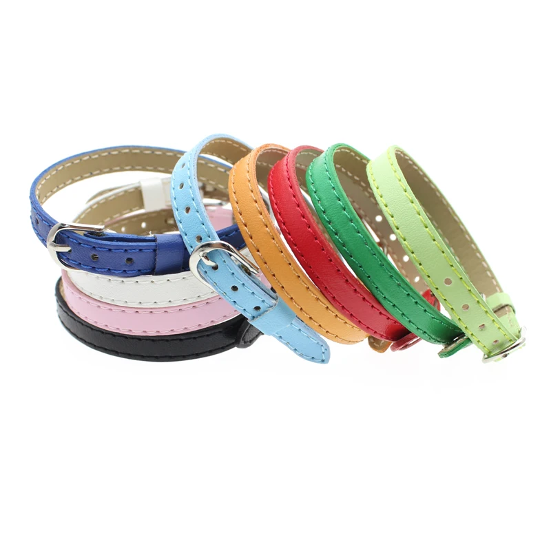 10Pcs/Lot PU Leather Bracelet For Jewelry Making 8mm Slide Charms Women Bracelet Wristband Belt Pet Collar DIY Accessories Gift bracelet jewelry leather bracelets