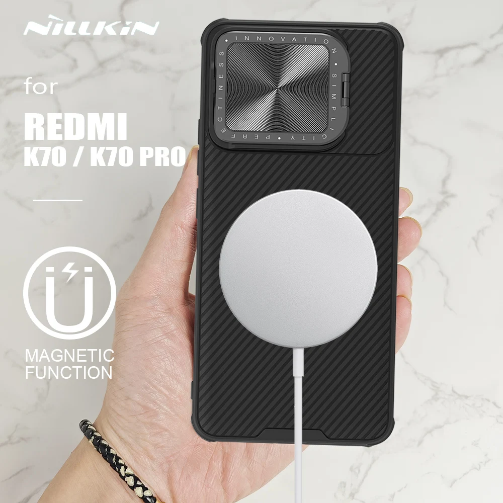 

Чехол для Xiaomi Redmi K70 / K70 Pro чехол Nillkin Camshield Prop камера с подставкой Магнитный чехол для Redmi K70 Pro крышка объектива