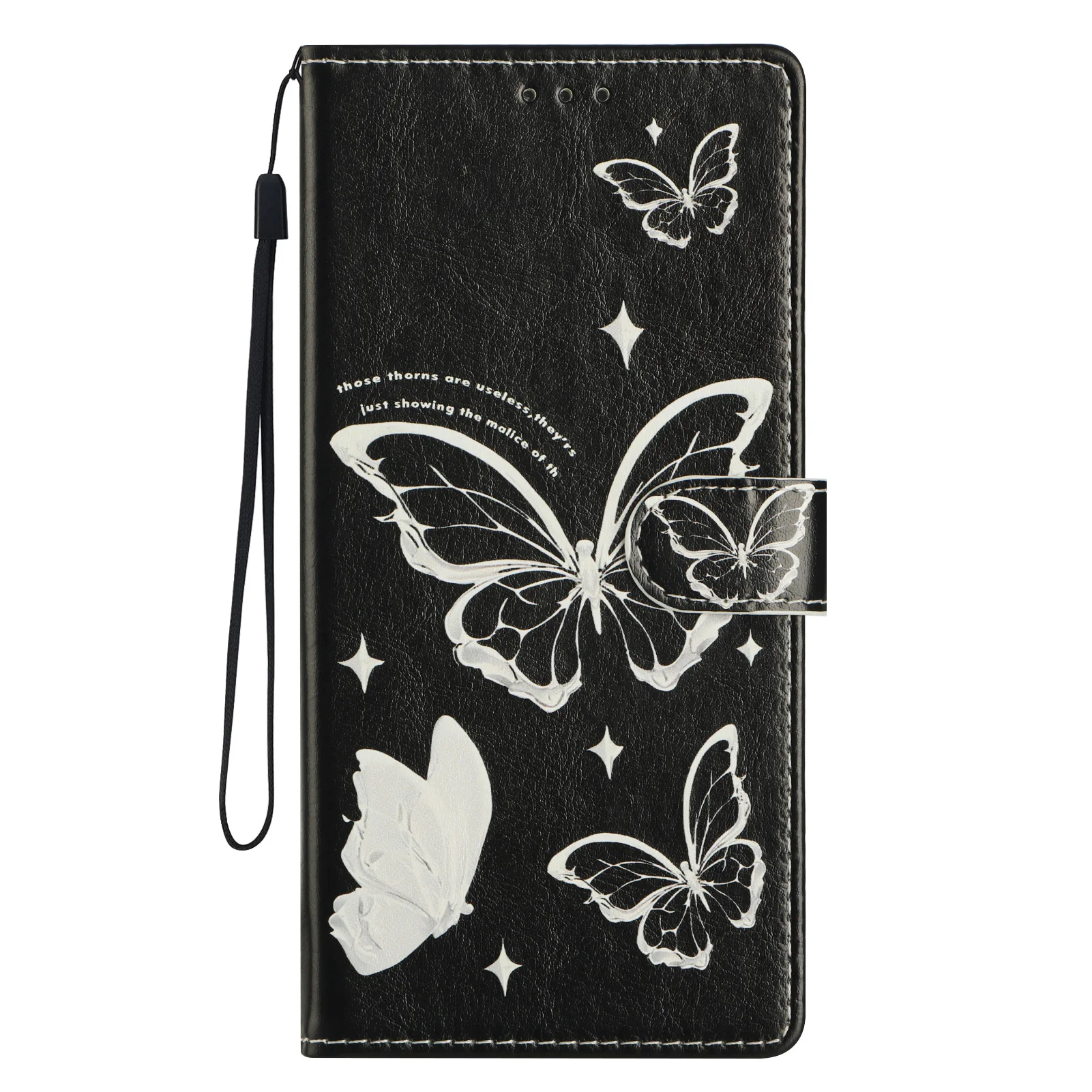 3D Butterfly Flower Leather Flip Phone Case with Edge Protection