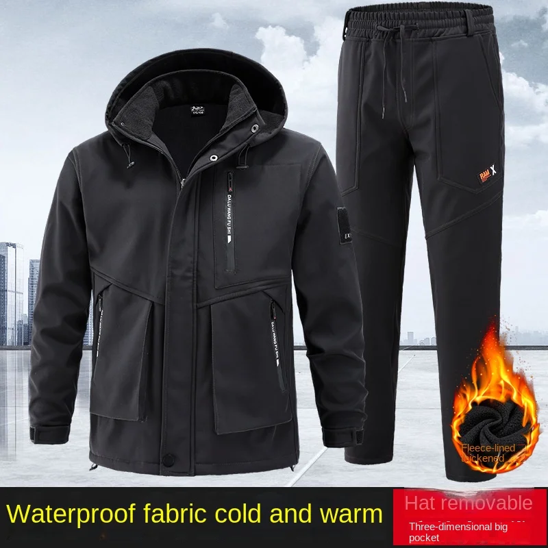 

Hardshell Suit Winter Men's Clothing with Wool Thickened Cold, Wind, Waterproof and Warm Cycling Autumn Style Mens Clothes