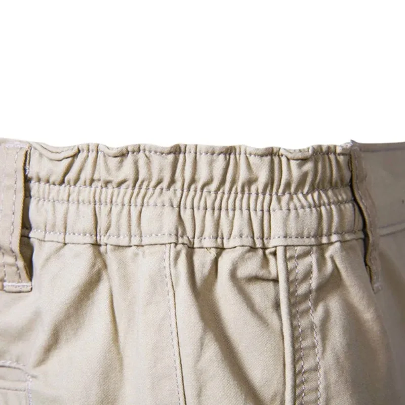 2024 New Summer Men High Quality Casual Business Social Elastic Waist 100% Cotton Solid Shorts 5
