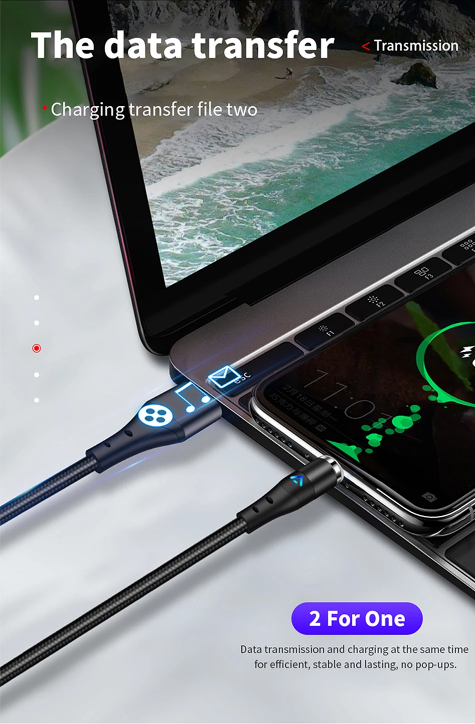 5A Magnetic USB C Cable Super Fast Charging Micro USB Type C For iPhone 13 Samsung Xiaomi Huawei P30 Android Charging Data Cable
