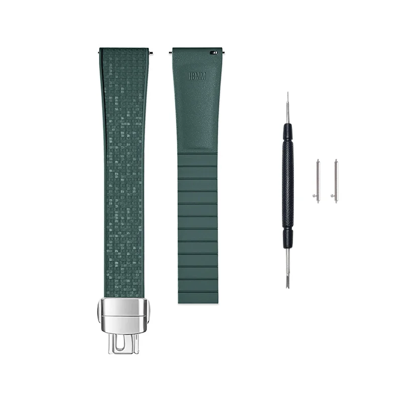 Fashionable Marseille Pattern Fluororubber Smartwatch Strap - Men's High-End Watch Accessory