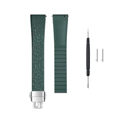 Fashionable Marseille Pattern Fluororubber Smartwatch Strap - Men's High - End Watch Accessory - 20mm (Deep Green)