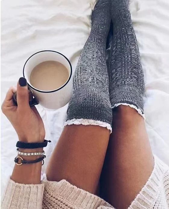 Women Socks Fun Gifts Female Socks Lace Long Tube Cotton Casual Fashion Socks