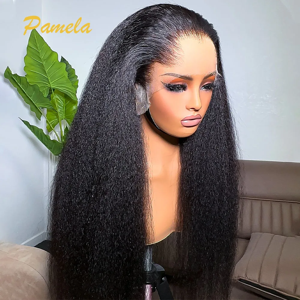 Lagos Hairline Kinky Straight 250 Density Human Hair Wigs 13x6 HD Lace Frontal Glueless Wigs Human Hair Preplucked Ready To Wear