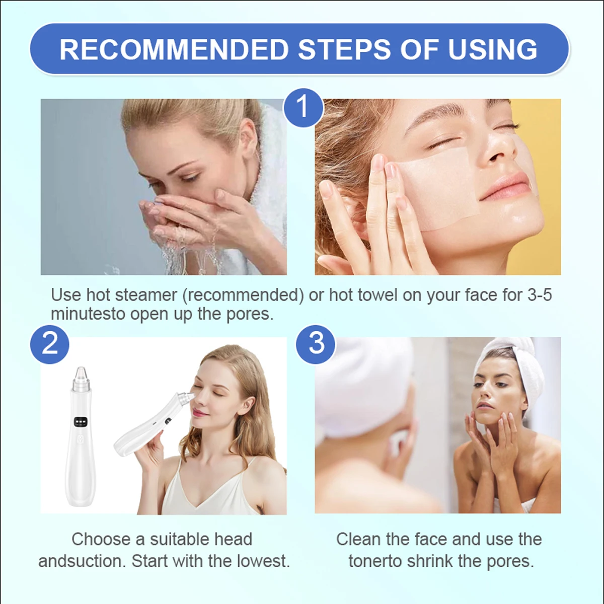Electric Blackhead Meter to Remove Blackheads Acne Clean Pores Home Beauty 6
