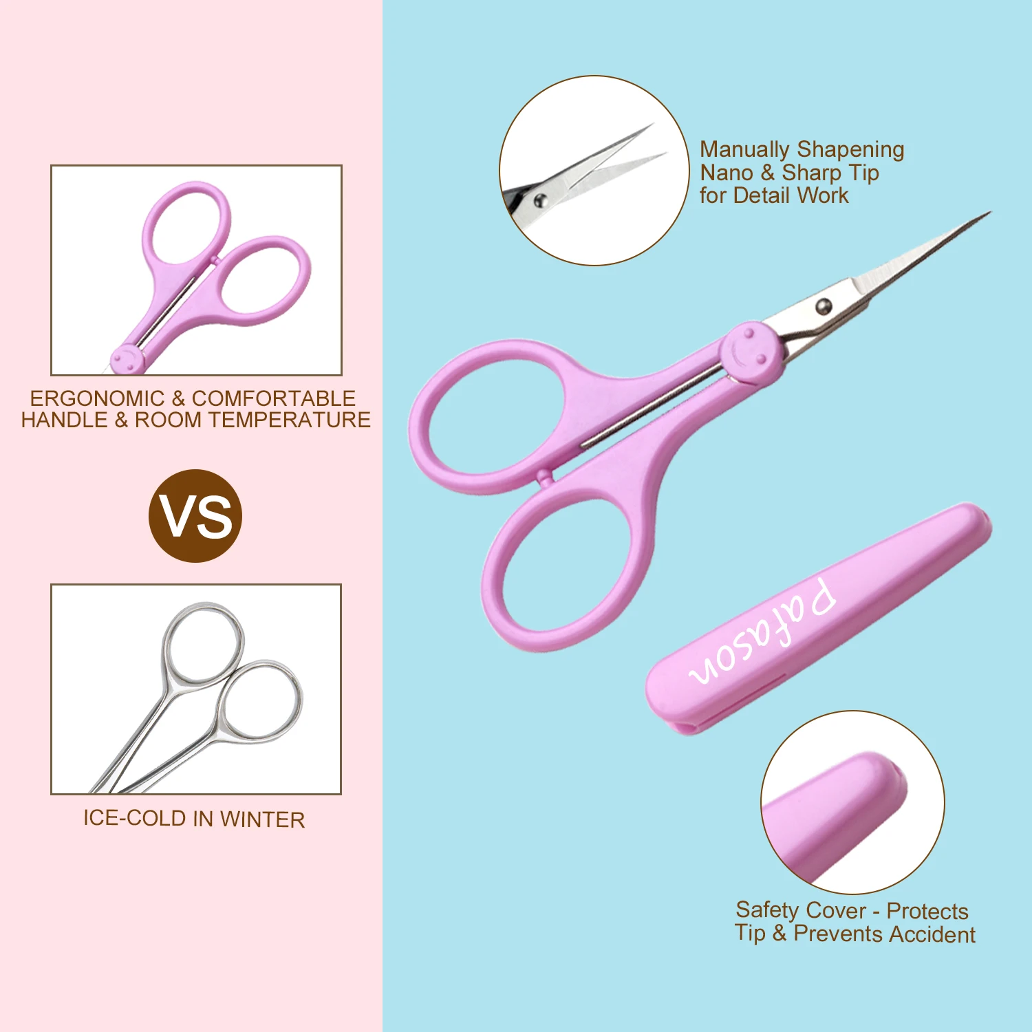 Craft Scissors 4 in Stainless Steel Detail Craft Scissors Set with Safety Cover for Scrapbooking Paper Cutting Sewing Embroidery Quilting