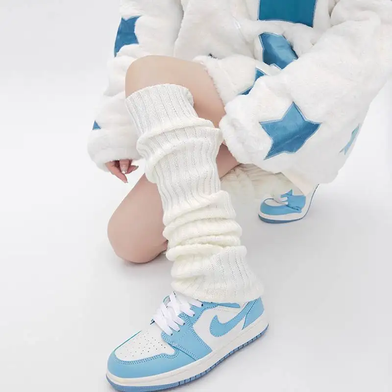 

Women Leg Warmers Socks White Lolita JK Knitted Foot Cover Long Socks Crochet Socks Boot Cuffs Gothic Punk Y2K Fashion Stockings