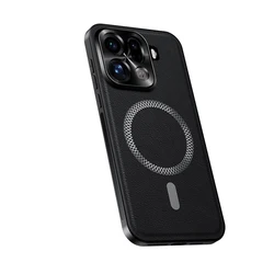 Luxury PU Leather Magnetic MagSafe Protective Back Cover Case - Premium Design for OPPO find x6 (Black)