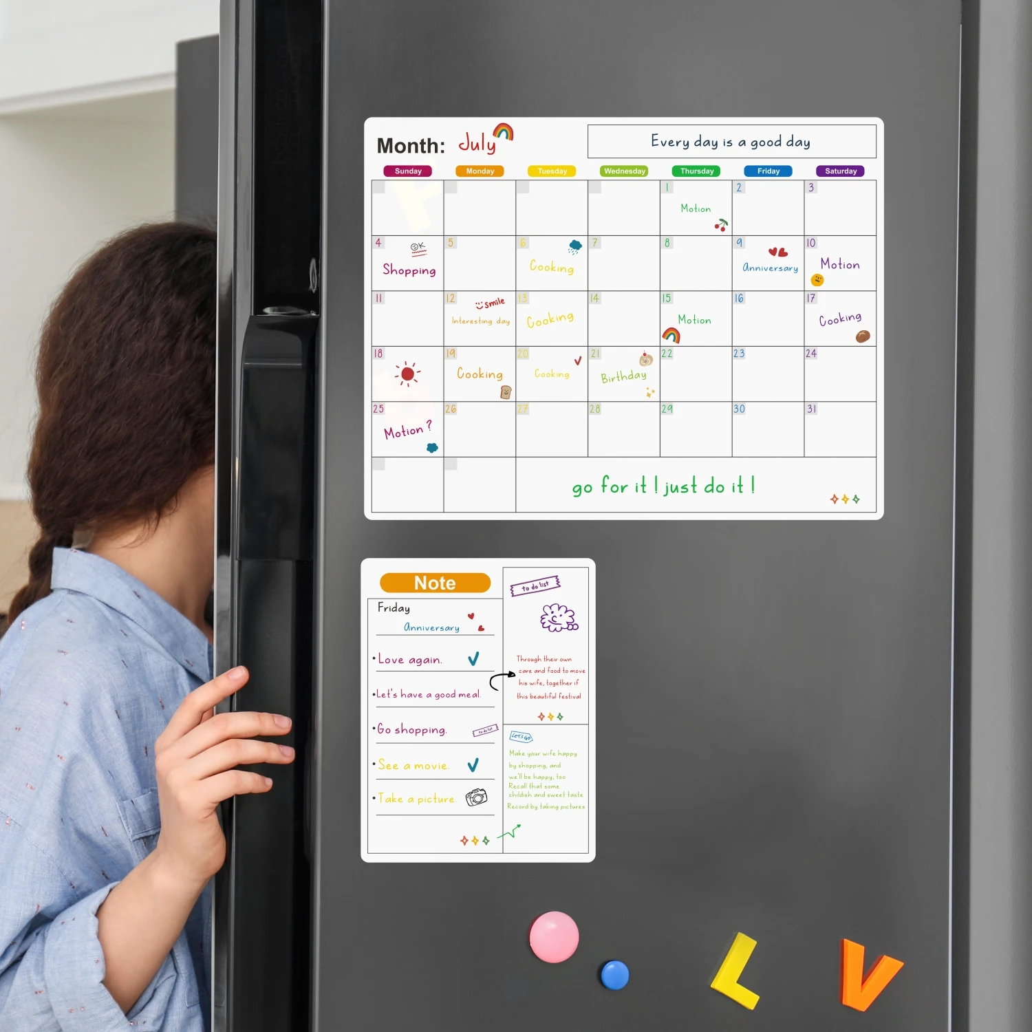 Magnetic Calendar For Fridge Monthly Weekly Planner Calendar Table Dry Erase Whiteboard Fridge Sticker Message Board Menu magnetic calendar