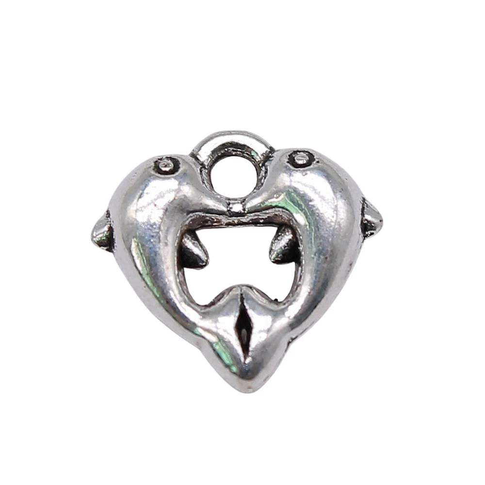 

20pcs/lot 11x11mm Dolphins Love Dolphins Two Dolphins Charms For Jewelry Making Antique Silver Color 0.43x0.43inch