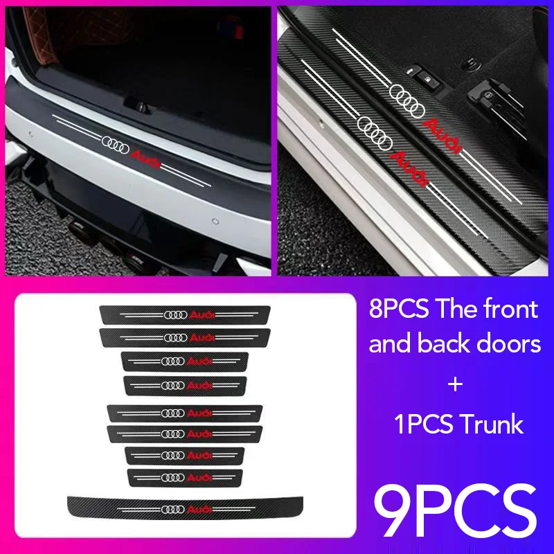 High-quality Carbon Fiber Car Door Sill Protector Sticker For Audi A1 A2 A3 A4 A5 A6 A7 A8 Q1 Q2 Q3 Q4 Q5 Q6 Q7 Q8 TT RS3 S5 RS7