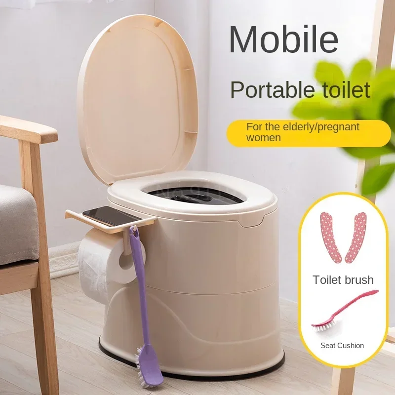 Portable Toilet Portable Toilet for Elderly & Pregnant Simple Bedroom Movable Spittoon Adult Household Plastic Toilet