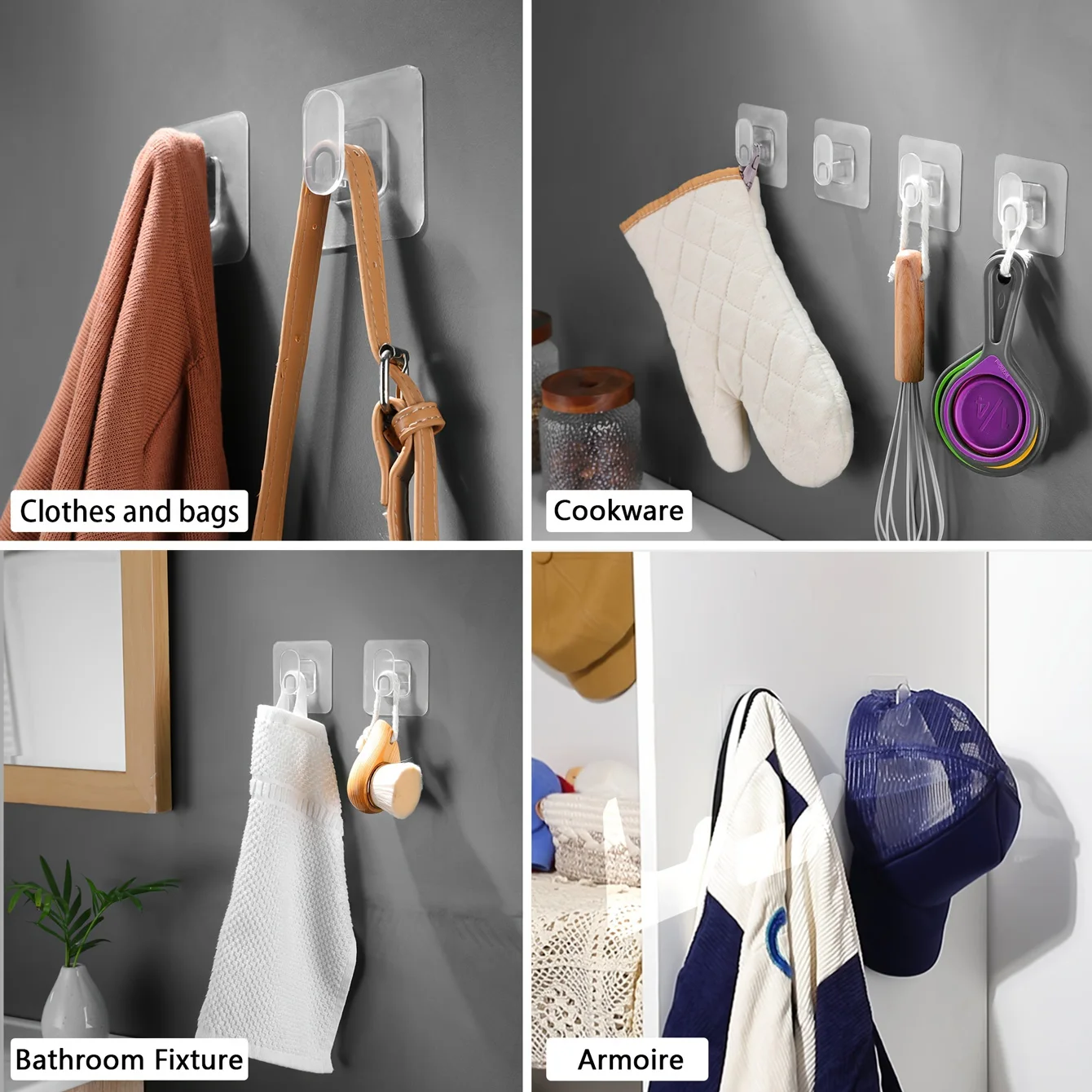 Extra große und dicke, stark haftende Haken, Handtuchhaken für das Badezimmer, Türhaken, wasserdichte und spurlose Universalhaken, robust und langlebig. – Detail 10