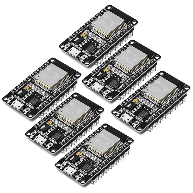 

Макетная плата ESP32, 2,4 ГГц, Wi-Fi, два ядра, микроконтроллер, встроенный с антенной, RF усилители с низким уровнем шума, 6 шт.