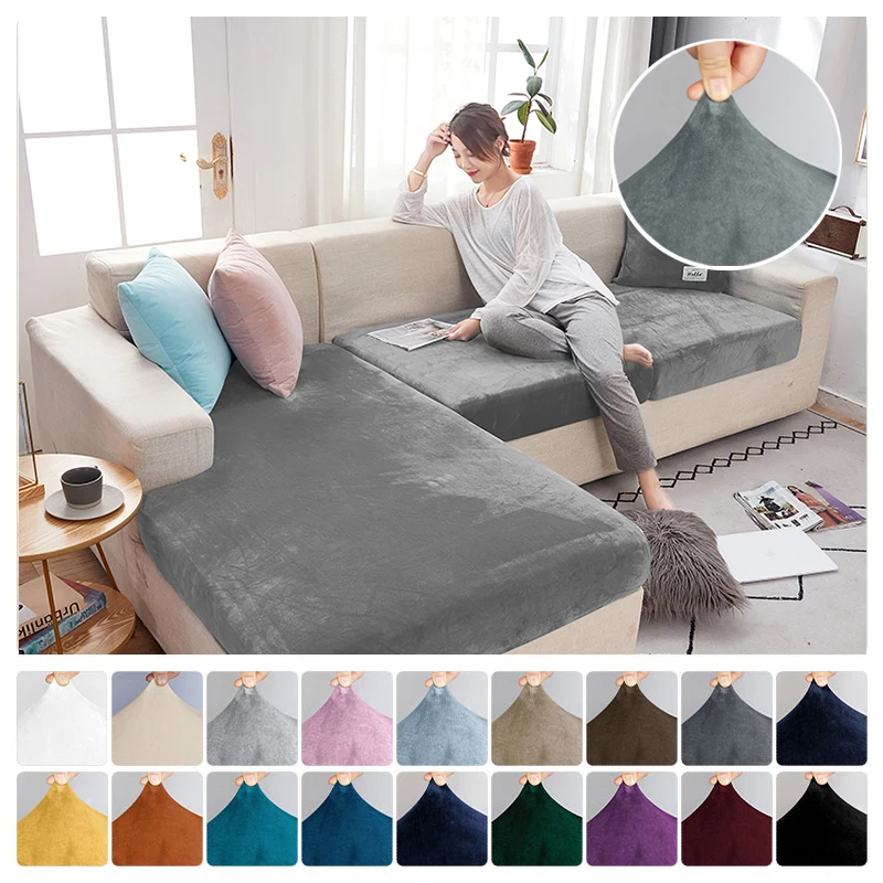 

Velvet Fabric Sofa Seat Cover For Living Room Elastic Sofa Cushion Cover Soft Couch Slipcover Furniture Protector For Home