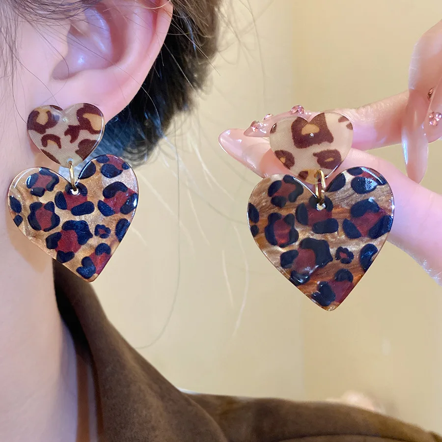 AENSOA-pendient con tampado de leopardo en piral para mujer AENSOA-pendient con tampado de leopardo en piral para mujer