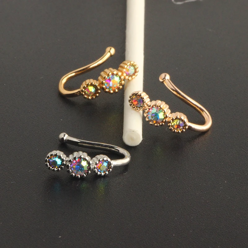 Crystal Butterfly Fake Nose Ring Non Piercing Clip On Nose Ring Indian Style Heart Nose Cuff Fake Piercing Nariz Jewelry