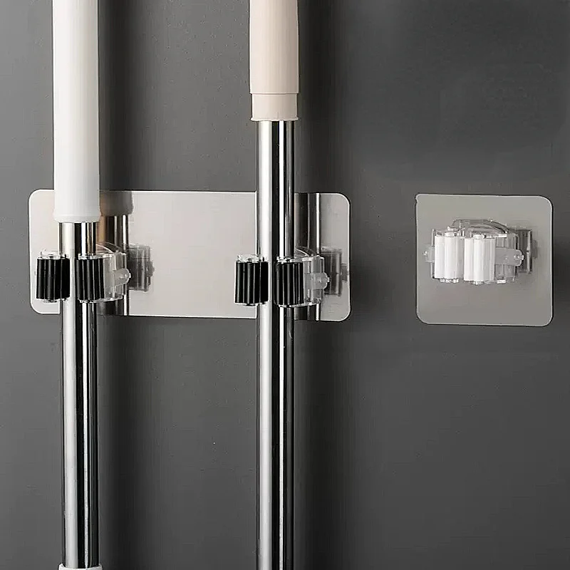 Adhesive Multi-Purpose Hooks Wall Mounted Mop Organizer Holder Rack Brush Broom Hanger Hook Kitchen Bathroom Strong Hooks