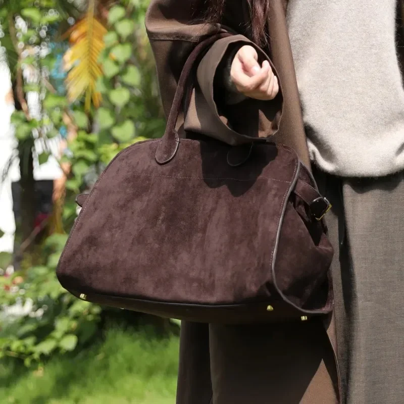 

Boston Suede Womens Bags Vintage Large Capacity Bolsas New Bolsos Mujer High Quality Handbags Genuine Leather Top-Handle Bag