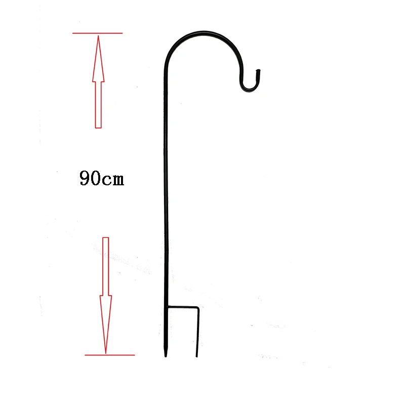 Garden Outdoor Single Hook Base Multifunction Solar Light Lanterns Adjustable Shepherds Hook Metal Hanger