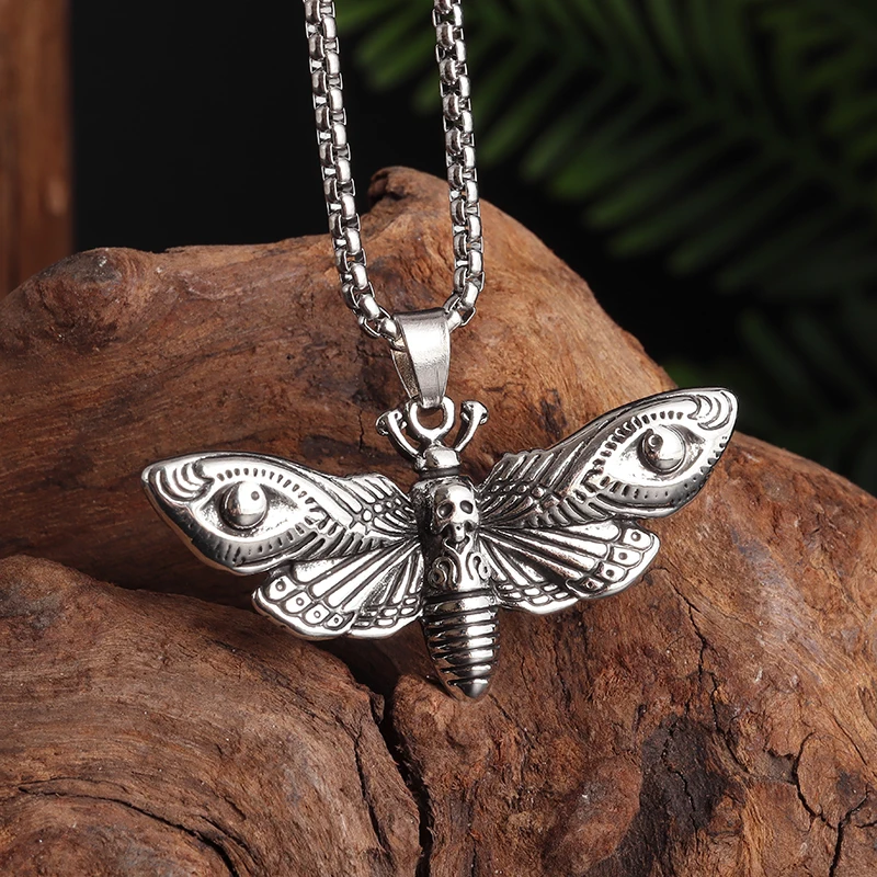 Punk Retro Butterfly Skull Creative Stitching Ciondolo Falena Collana Da Uomo Copper Rider Rock Trend Amuleto Gioielli Regali Di Halloween