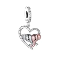 Fit Original Charm Bracelet 925 Sterling Silver Elephant Mother and Child Love You Forever Bead For Making Women Berloque DIY 1