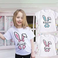 Personalized Kids Easter Shirt Custom Name Child Bunny T-Shirt Boys Girls Clothes Easter Party Brothers and Sisters Shirts 1