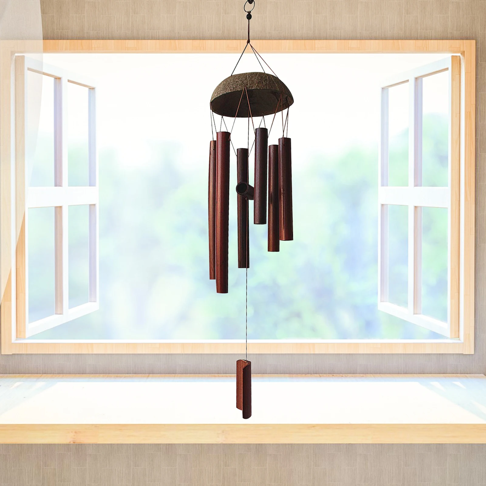 Bamboo Wind Chimes Bamboo Coconut Shell Wind Chimes Outdoor Bamboo Wind chimes for Home Courtyard and Garden Decoration Coconut Shell