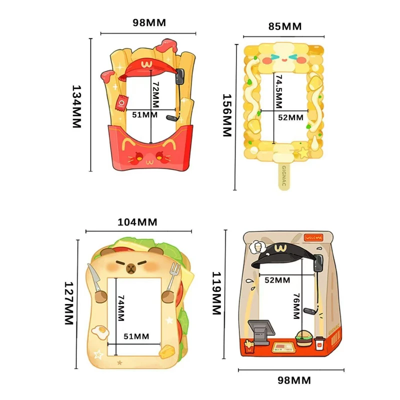 Cute Hamburg 3 inch Kpop Photocard Holder Kawaii Potato cake Corn sandwich Photo Card Holder Bag Pendant School Stationery