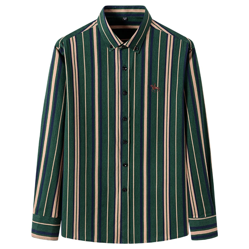 Cotton Shirt Plus size 6XL cotton korean fashion long-sleeve shirts for men slim fit formal plain shirt striped houndstooth plaid clothes