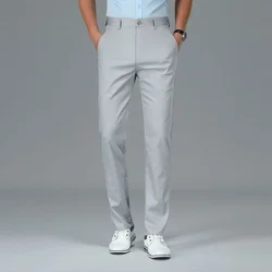 Men's Bamboo Fiber Solid Color Casual Pants - Spring/Summer Leisure & Business Trousers - 30 (GRAY)