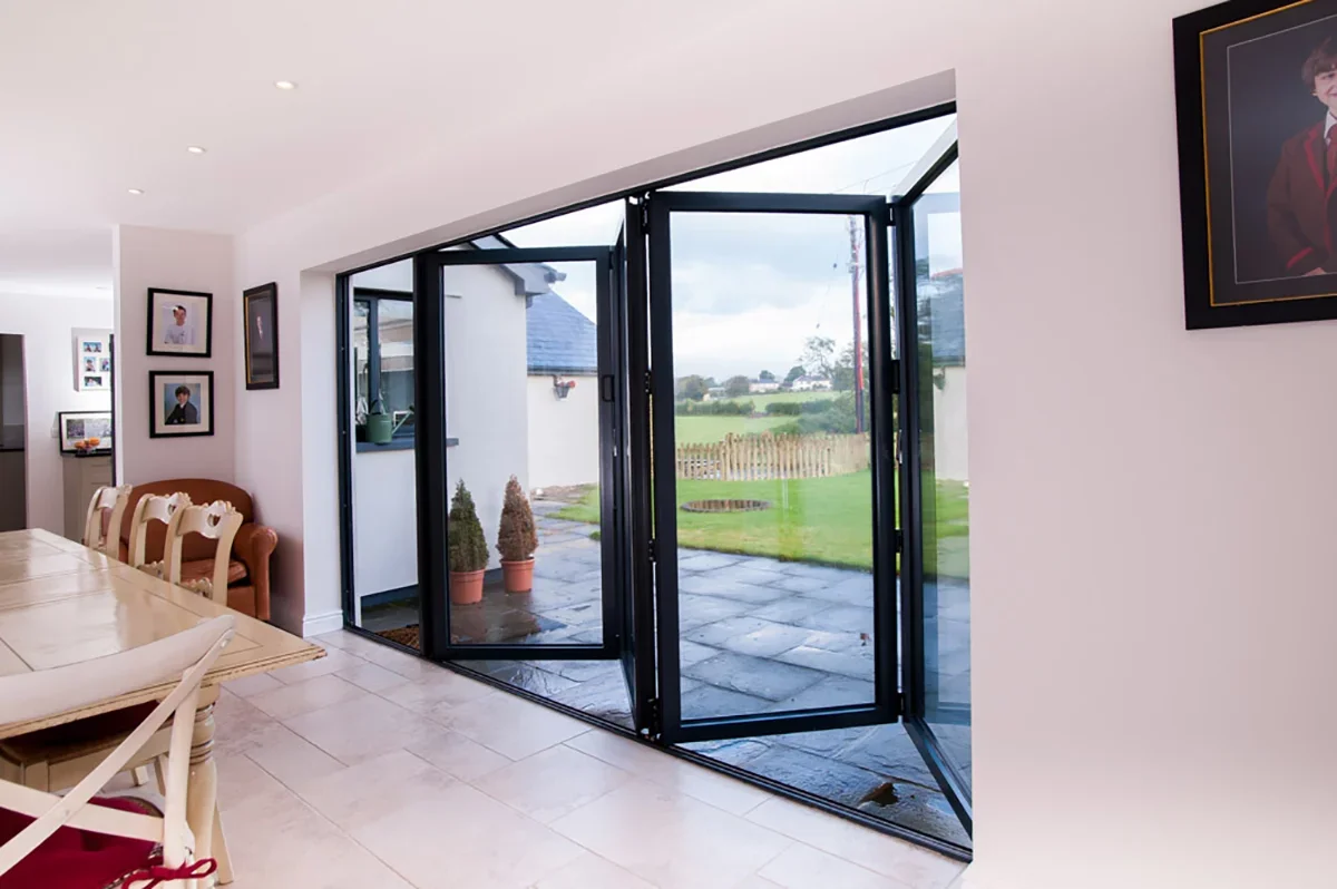 NFRC Aluminium Folding Doors Double Glazed Low E Double Glass Bi Fold Door Heat Insulation Sliding Folding Door for Entrance