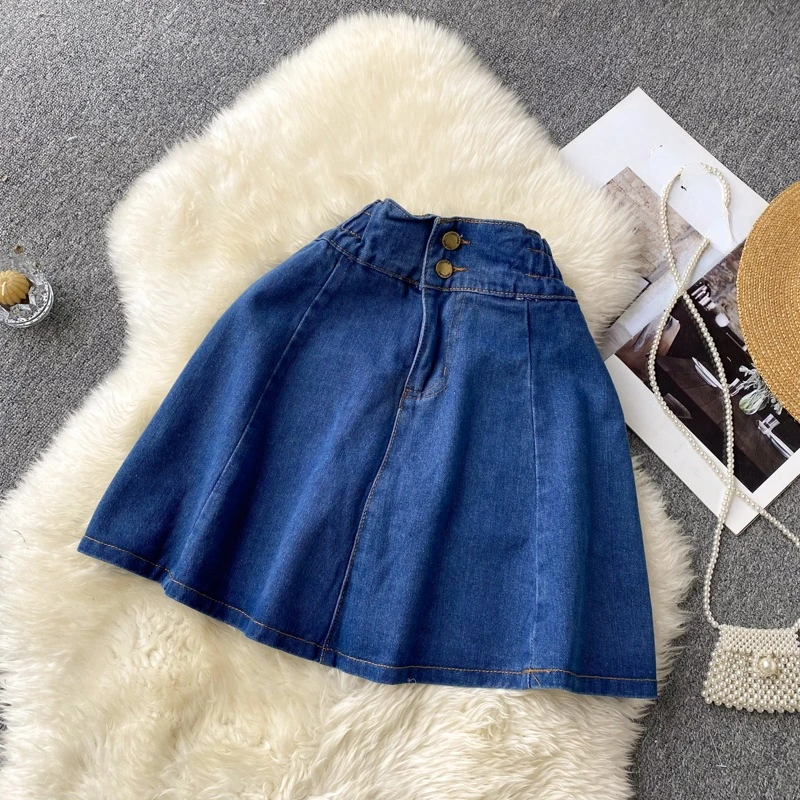 black tennis skirt Bugilaku High Waist Solid Color Denim Skirts Women Zipper Button Up A-line Mini Jupe Femme New Arrival Fashion Faldas Mujer jean skirt Skirts