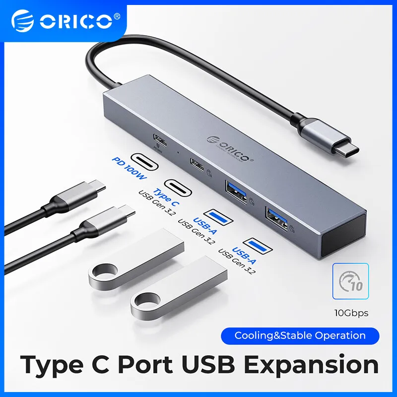 

ORICO Type C USB 3.2 10GBPS Hub 4 Ports Compatible with PD100W SD TF Splitter OTG Adapter for MacBookPro Dock Station Splitter