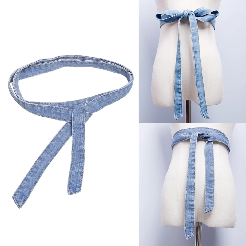 

Trendy Self Tied Denims Waistband Adjustable Waist Belt for Women Clothing Accs
