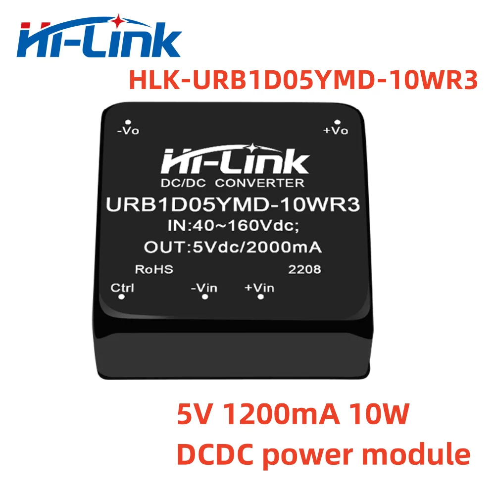 

2pcs/Lot URB1D05YMD-10WR3/10D11005 URB1D12YMD-10WR3 40-160Vdc to 5V/12V/15V/24V 10W DC-DC Power Converter Module