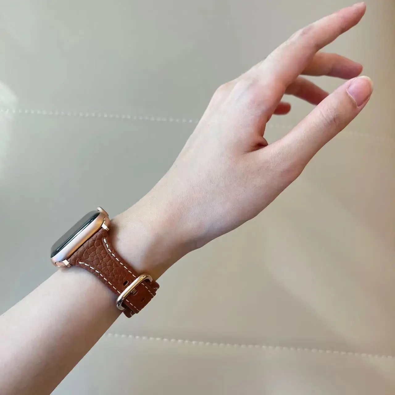 Gold and Brown Leather Loop Bracelet