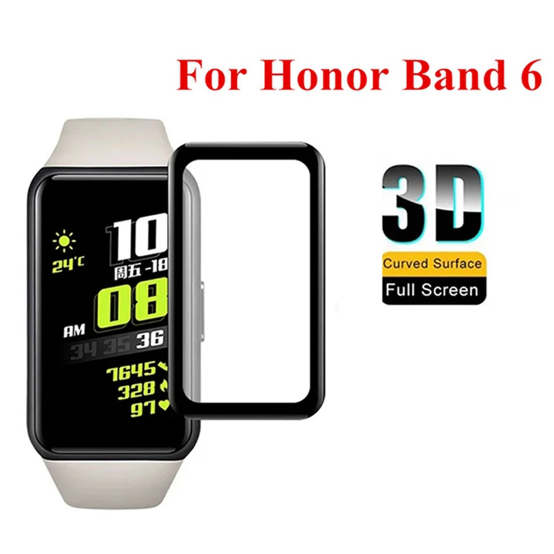 9D Curved Tempered Glass For Huawei Band 8 7 6 Pro Full Screen Protector for honor band 6 Smartwatch Protective Film (Not Glass)