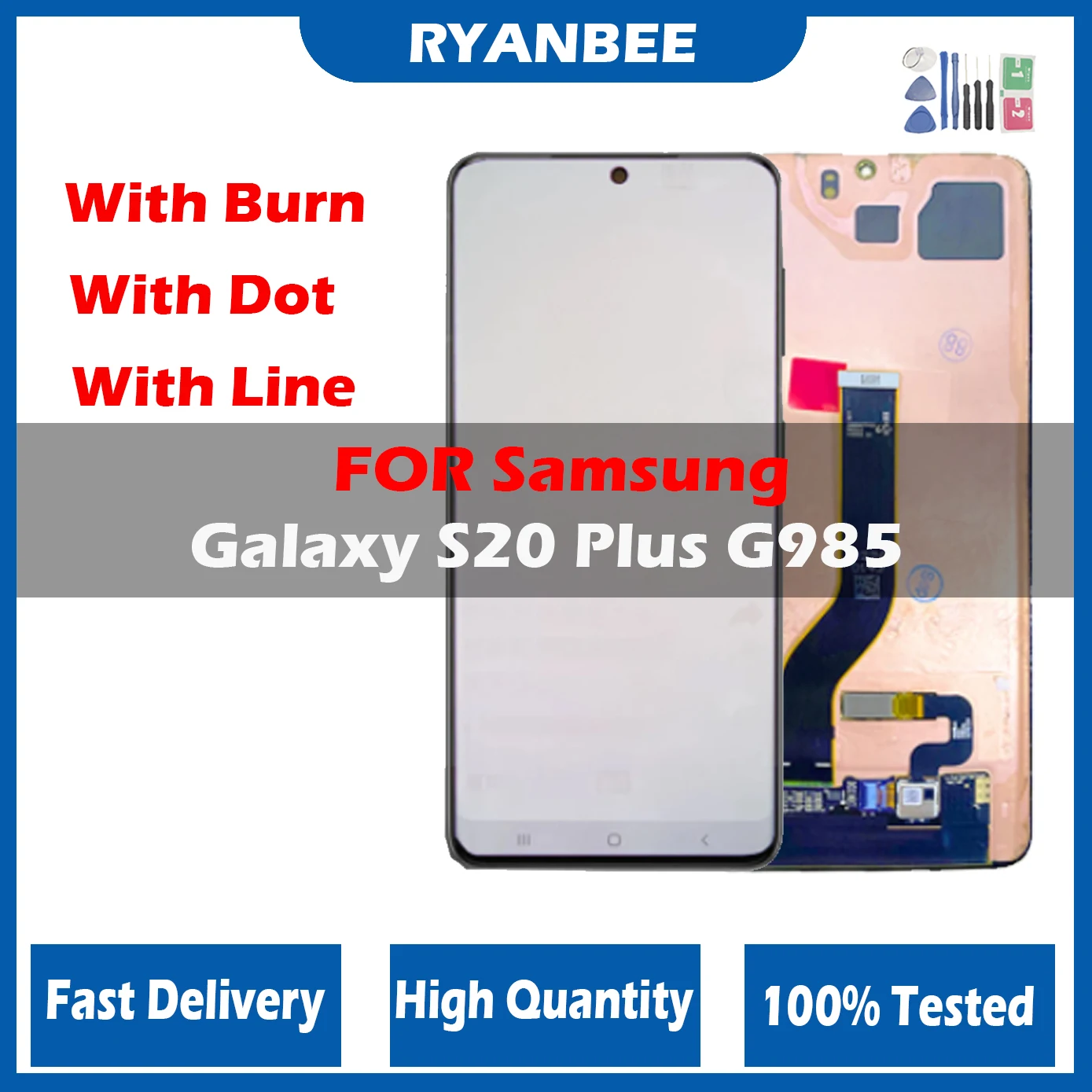 

6.7' AMOLED LCD Display For Samsung Galaxy S20 Plus Lcd G985 G985F G985F/DS LCD Display With Touch Glass Screen Repair Parts