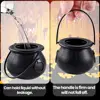 12pcs Mini Black Cauldron with Handle Halloween Mini Witch Cauldron Kettles Multi-purposed Small Plastic Cauldron Halloween 5
