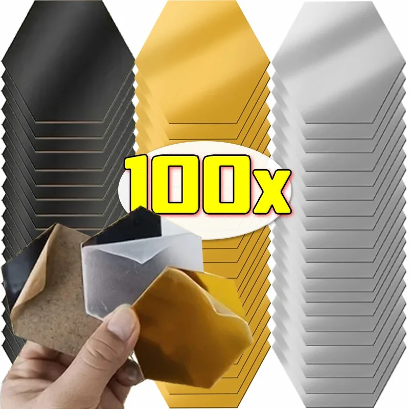 100/1x Hexagonal Acrylic Mirror Wall Sticker Mini Mirror Solid Paster Removable Art Wall Decals Self-adhesive wall sticker mirror wall sticker acrylic wall sticker