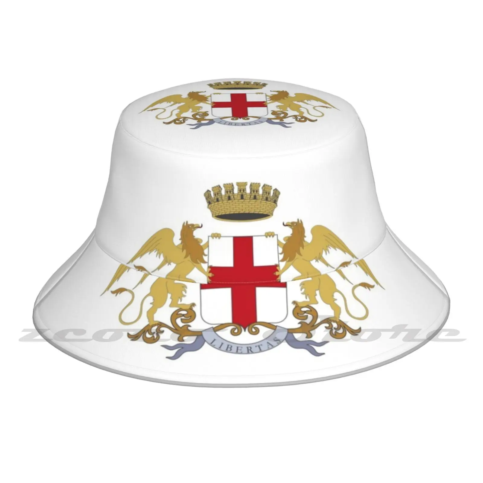 

Of Genoa-Coat Of Arms Cap Diy Foldable Sunshade Fashion Leisure Bucket Hat In Italy Coat Of Arms Of Genoa