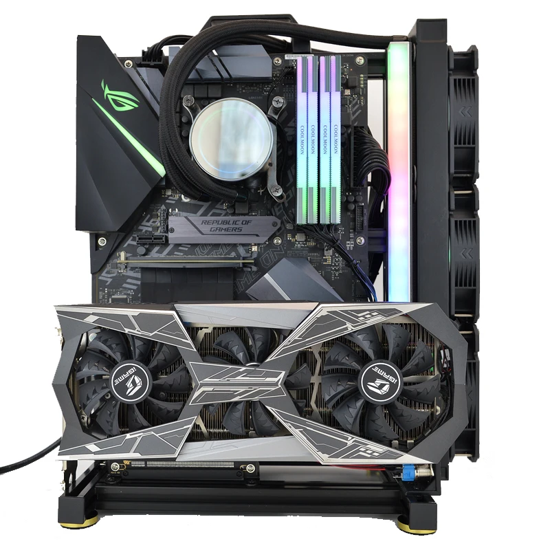 Caixa do Computador Aberto Quadro Faça Você Mesmo Cremalheira Criativa Mini Itx Armário Gamer Matx ar Atx Refrigerador de Água 360 Desktop pc Gaming Chassis - Imagem 3
