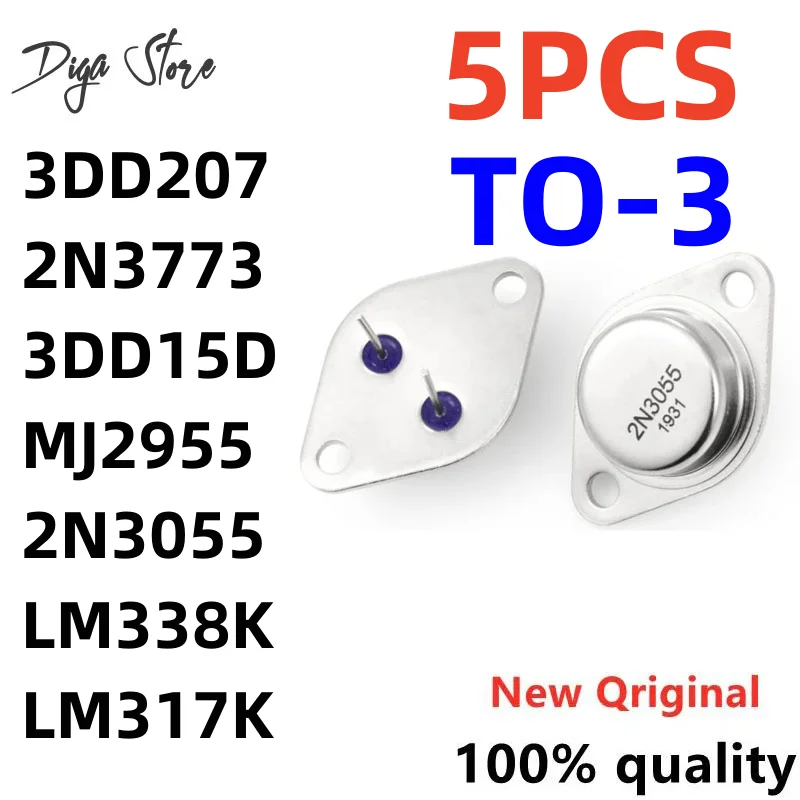 5 Pz/Lotto 2 N3055 Mj2955 2 N3773 3 Dd207 3 Dd15D Lm338K Lm317K To-3 Transistor