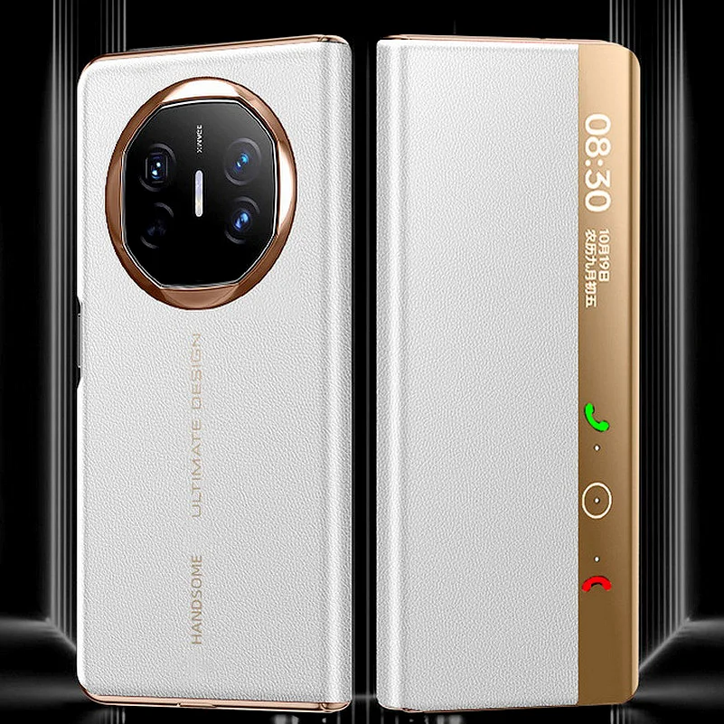 Premium Genuine Leather Smart Wake & Sleep Phone Case with Lychee Texture and Camera Protection