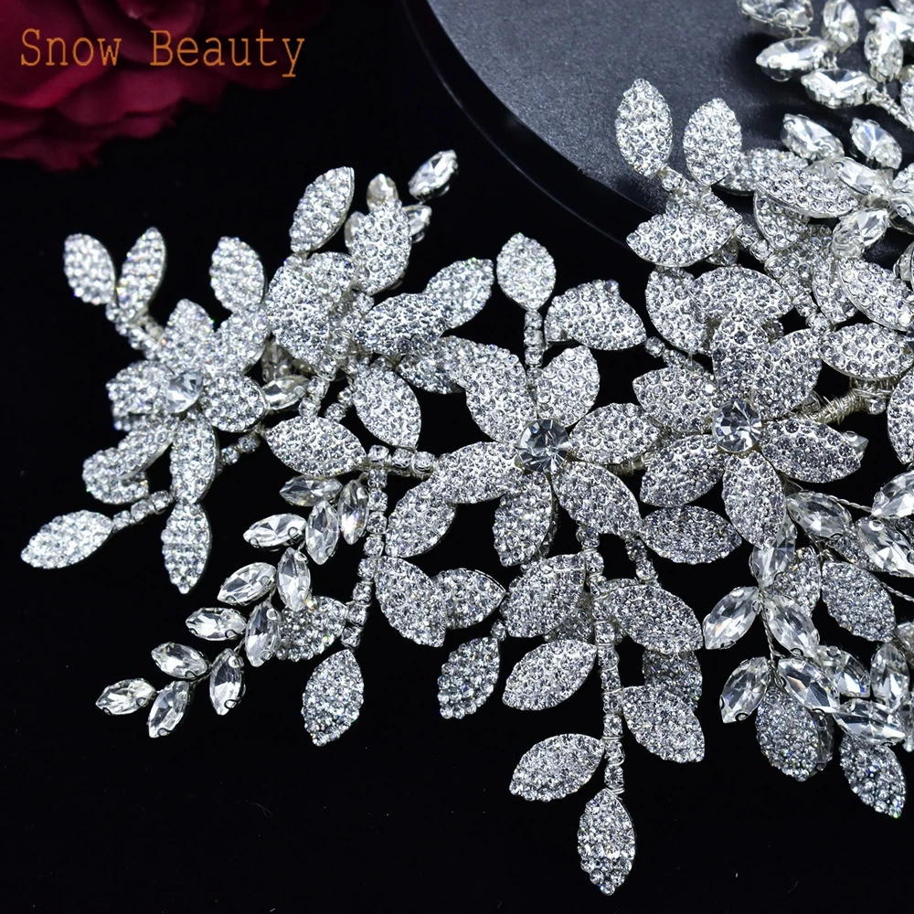 DZ027 Silver Bridal Crowns Elegant Wedding Headwear Crystal Tiara Party Jewelry Princess Head Band Rhinestone Bride Headpieces